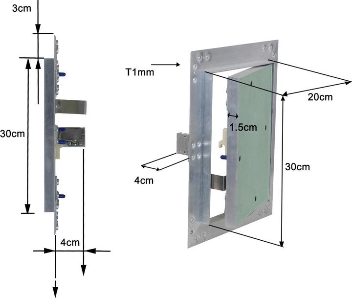 Image du produit Wiltec Trappe visite Cadres Aluminium 20x30cm 12,5mm Plaque en plâtre Panneau d’accès Alu Maintenance