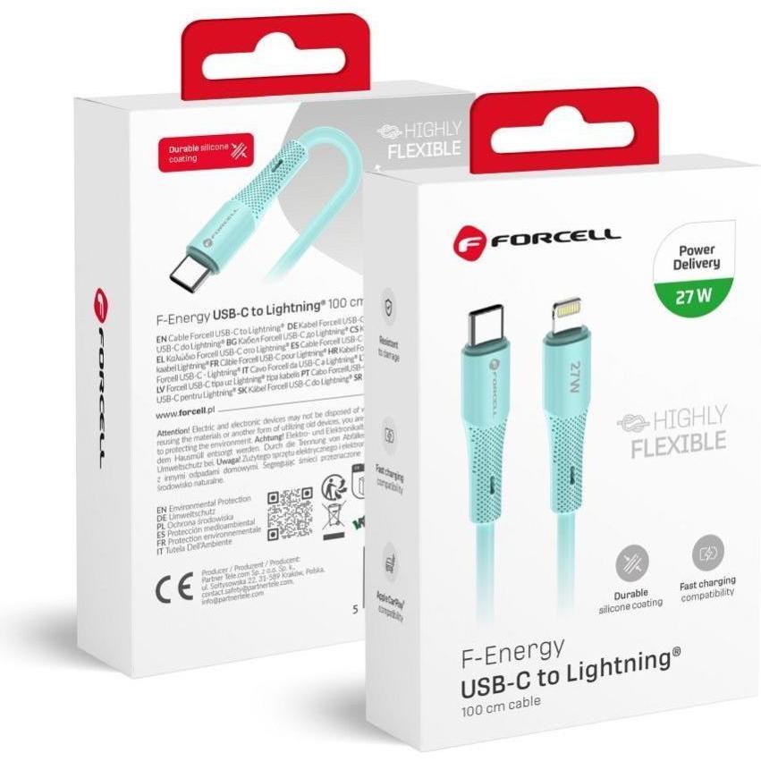 Forcell Cable F-ENERGY C346 cable Type C to Lightning PD 3A 27W Silicone 1 m blue (1 m, USB 2.0, 27 W), Cavo USB