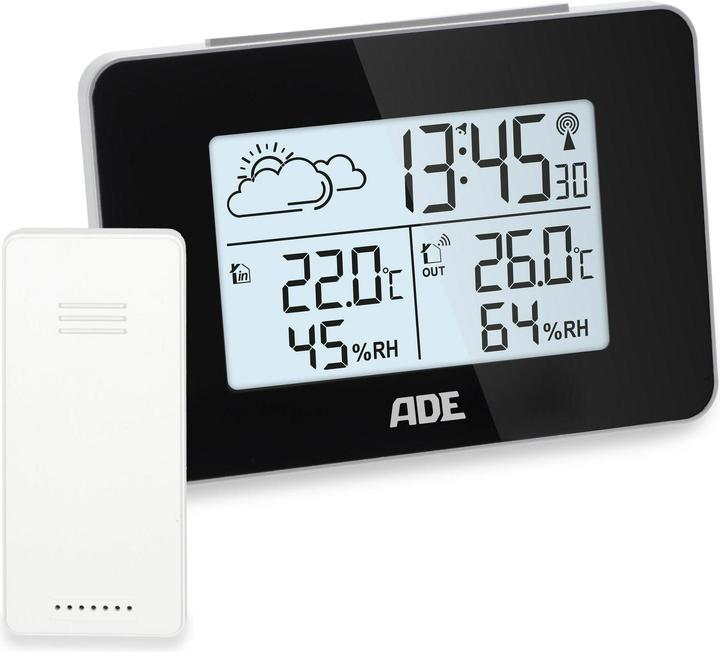 Actual product image ADE Wetterstation mit Funk-Aussensensor mit DCF-Funkuhr, Schwarz