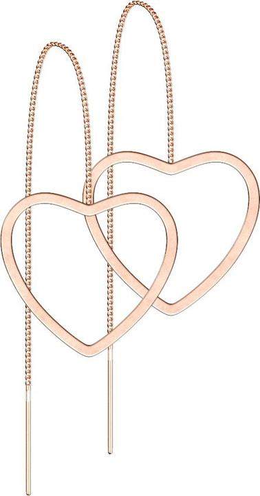 Immagine prodotto Star Piercing Orecchini con catena a caduta libera in oro rosa con cuore (senza ottone, Acciaio chirurgico 316L)