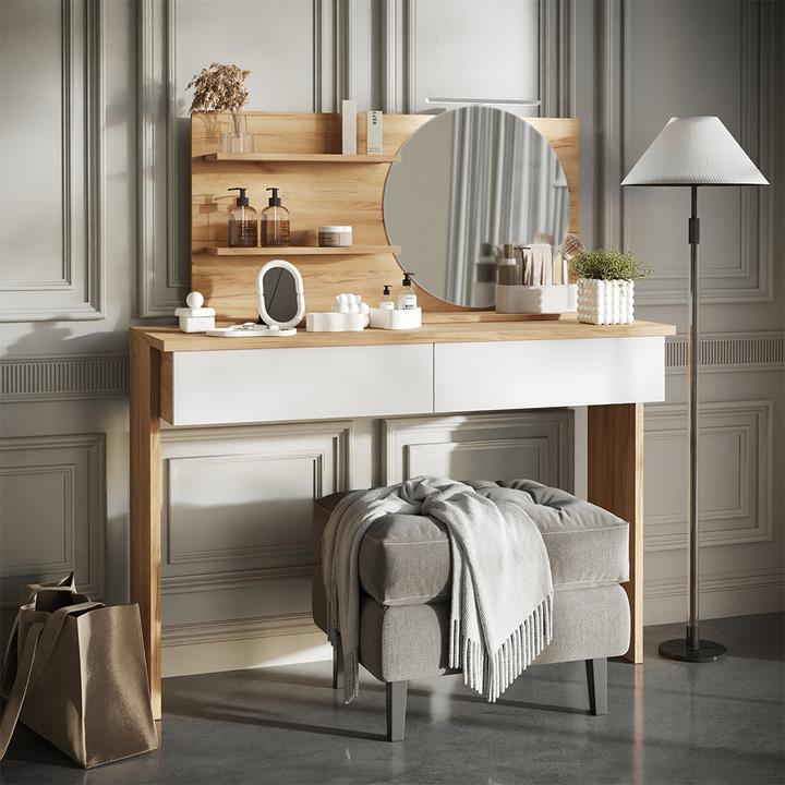 Actual product image Vicco Bathroom mirror cabinet Avena, Oak, 100 x 50 cm with 3 open compartments (100 x 13.50 x 50 cm)