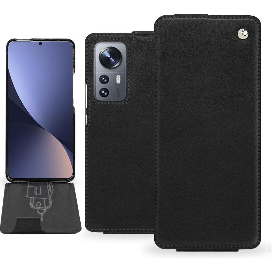 Noreve Lederschutzhülle vertikal (Xiaomi 12 Pro), Smartphone Hülle, Schwarz