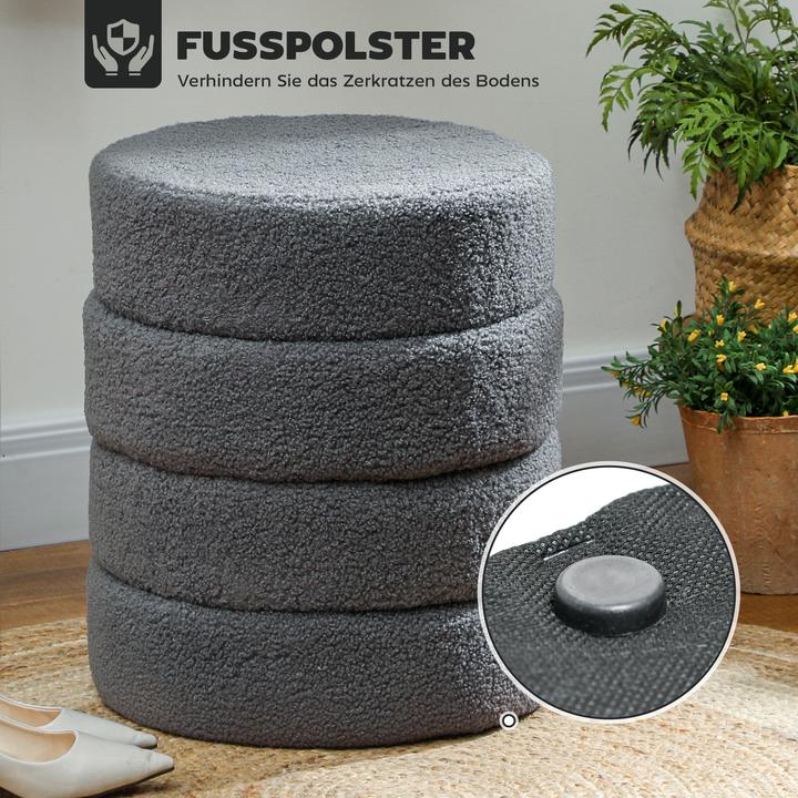 Image du produit Homcom Fusshocker Polyester, Schaumstoff Dunkelgrau