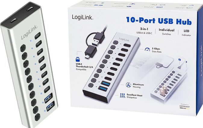Produktbild LogiLink Prüfen (USB-A, USB-C, 10 Ports)