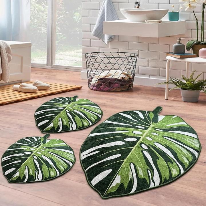 Produktbild Miqna 3-tlg. rutschfeste Badteppich Set, waschbar | 60x100 | 50x60 | 50x60cm (60 x 100 cm, 50 x 60 cm)