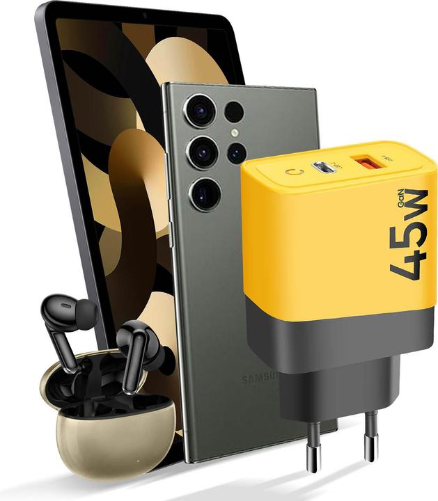 Actual product image Tactical Microgrid GaN 45W Charger Power Supply USB-C USB-A - Yellow (45 W)