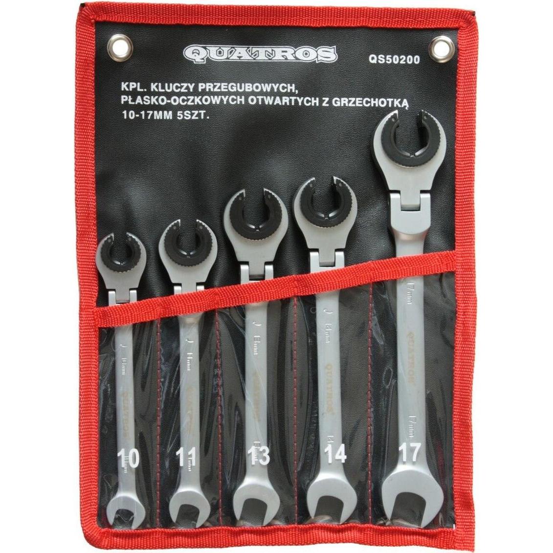 Quatros, Schraubenschlüssel, Steckschlüssel mit Ratsche für Ãberwurfmuttern, 10 - 17 mm, 5-tlg. (14 mm, 15 mm, 10 mm, 1...