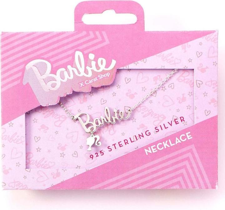 Immagine prodotto Carat Collana e ciondolo con logo e silhouette di Barbie (argento) (Argento)