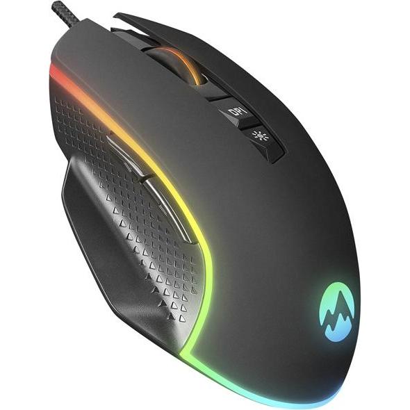 Everest Gamer Egér - RAGE-X2 (6400 DPI, 7gomb, 1,5m harisnyázott kábel, optikai, fekete, RGB LED) (Cablato), Mouse, Nero