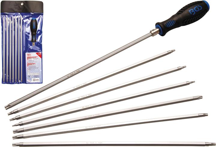 Actual product image BGS Screwdriver Set with interchangeable Blades T-Star (for Torx) / TS-Star (for Torx Plus) 8 pcs. (Pin-torx)