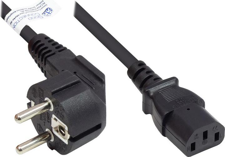 Productafbeelding Good Connections Netkabel aardingscontactstekker type E+F (CEE 7/7, haaks) naar C13 (recht), zwart, 1,00 mm², 3 m (3 m, C13, CEE 7/7)
