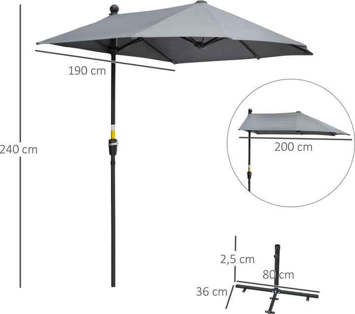 Actual product image Outsunny Parasol Waterproof, UV-resistant (2 m)