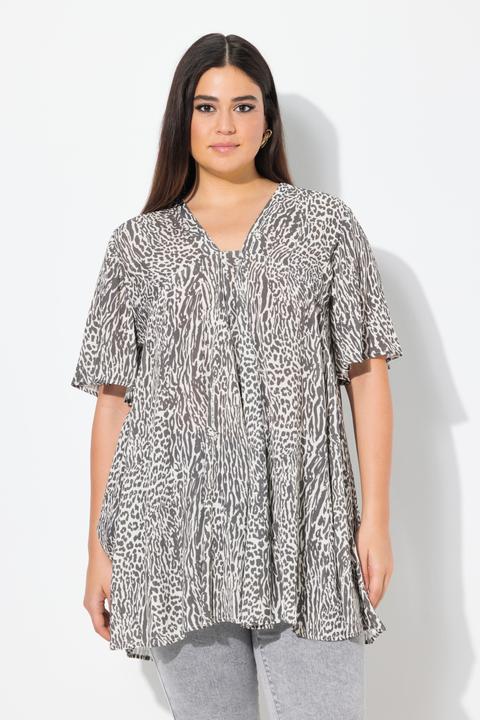 Produktbild Ulla Popken Bluse, Tiermuster, A-Linie, Carré-Ausschnitt, Halbarm (46, 48)
