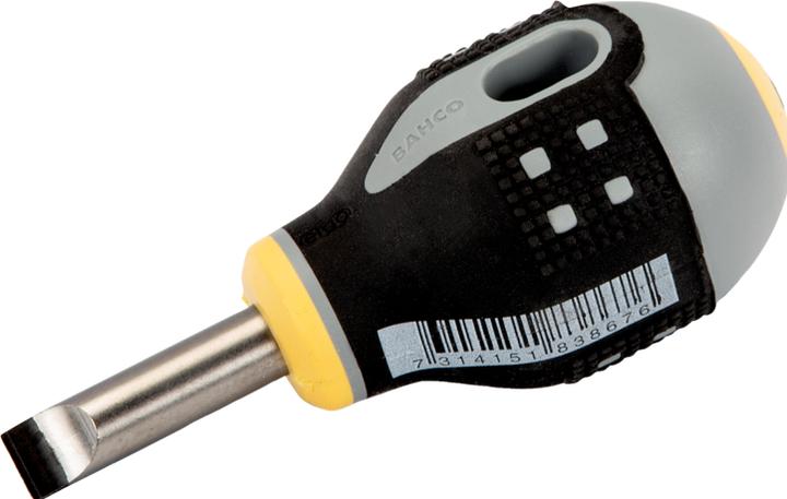 Produktbild Bahco ERGO Schraubendreher für Schlitzschrauben, gerade, mit kurzem Gummigriff, 0,8 mm x 4 mm x 25 mm (Schlitzschrauben)