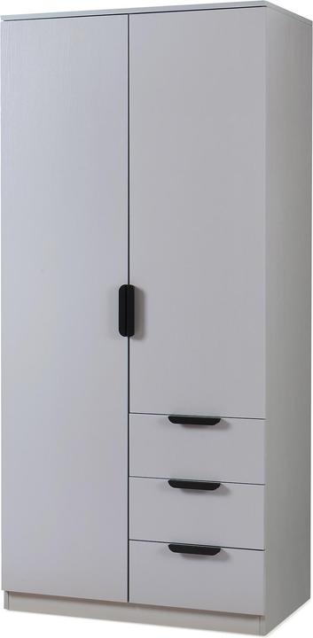 En.Casa Kleiderschrank Eiselfing 176x80x52 cm 3 Schubladen Grau