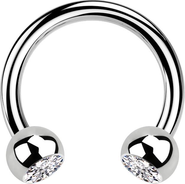 Immagine prodotto Star Piercing Campanile circolare in argento con due sfere di cristallo in argento (Acciaio chirurgico 316L, senza ottone)
