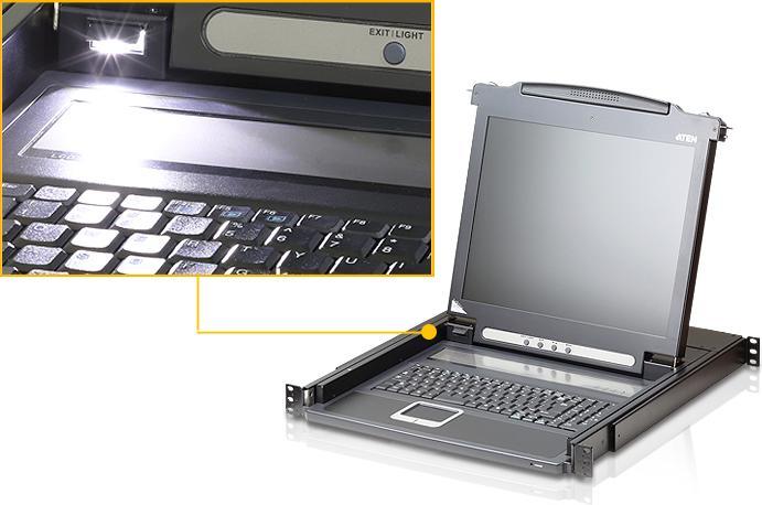 Produktbild Aten CL1000M SL Single Rail 17"-LCD-Konsole, 19" 1HE, SL-Layout (PS/2-USB, VGA)