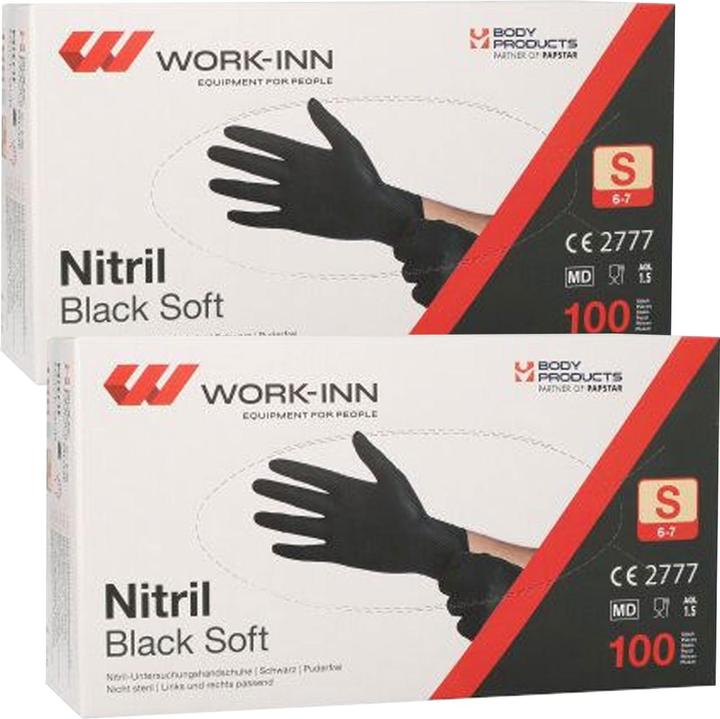Immagine prodotto Work-inn Guanti in nitrile monouso, senza polvere, 200 pezzi. (S)
