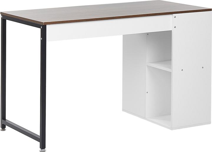 Produktbild Beliani Schreibtisch weiss / dunkler Holzfarbton 120 x 60 cm DESE (120 x 60 x 75 cm)