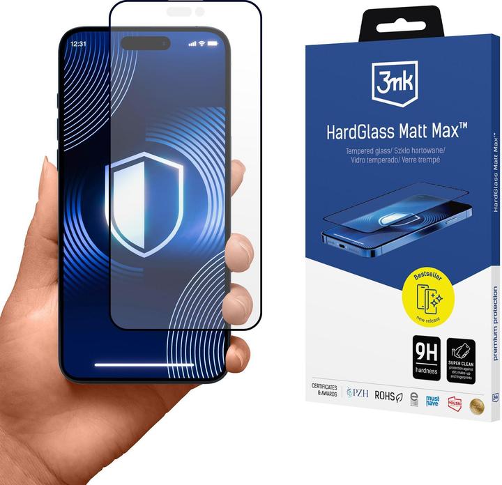 3MK HardGlass Matt Max (1 Stück, Apple iPhone 16 Plus)