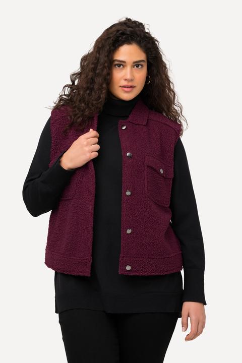Image du produit Ulla Popken Gilet polaire à col chemise, bords francs, moelleux (46, 48)