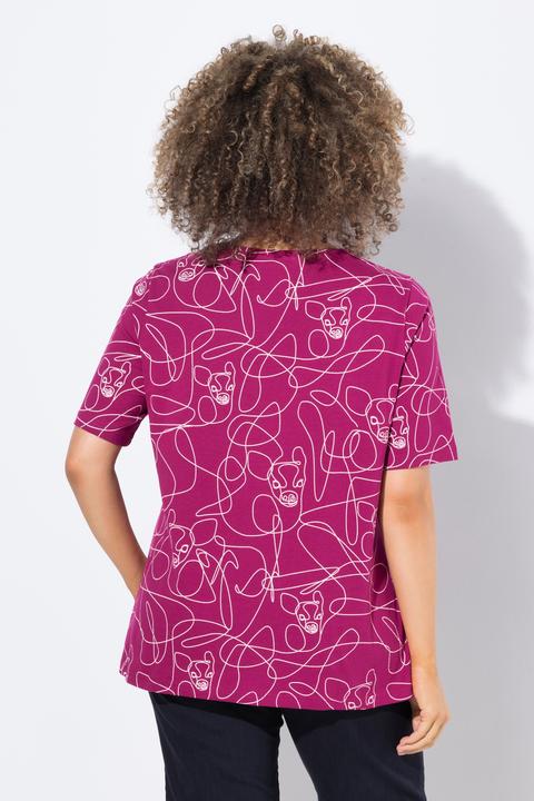 Immagine prodotto Ulla Popken T-shirt classica con design con animale, scollo a V e mezze maniche (46, 48)