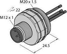 Produktbild Turck Zubehör fuer Aktuator-/Sensorleitungen Flanschstecker mit Litzen EC-FSDE3-0