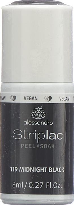 Actual product image Alessandro Striplac Peel or Soak (119 Midnight Black, UV gel varnish)
