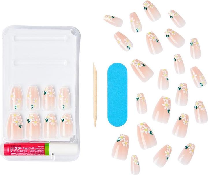 Image du produit KISS Voguish Fantasy Press-On Nails Light Nude Medium Size Coffin Shape Includes 28 Nails 2G Glue 1 (Ongles artificiels, Nu léger)