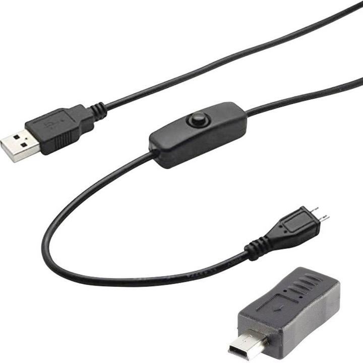 Renkforce Câble Mini USB avec interrupteur on/off 1.5 m (1.50 m, USB 2.0)