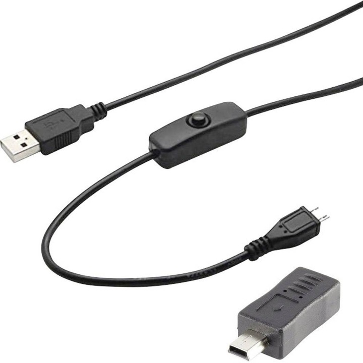 Produktbild Renkforce Mini USB Kabel mit Ein-/Aus-Schalter 1.5 m (1.50 m, USB 2.0)