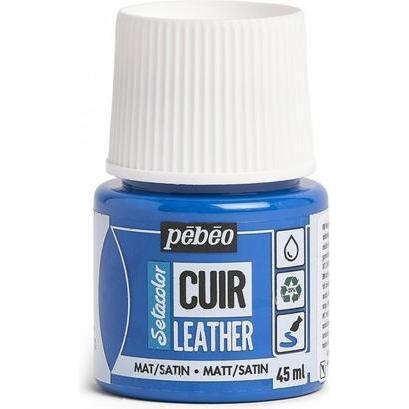 Pebeo, Künstlerfarbe + Bastelfarbe, SetaCuir Lederfarben (Meerblau, 45 ml)