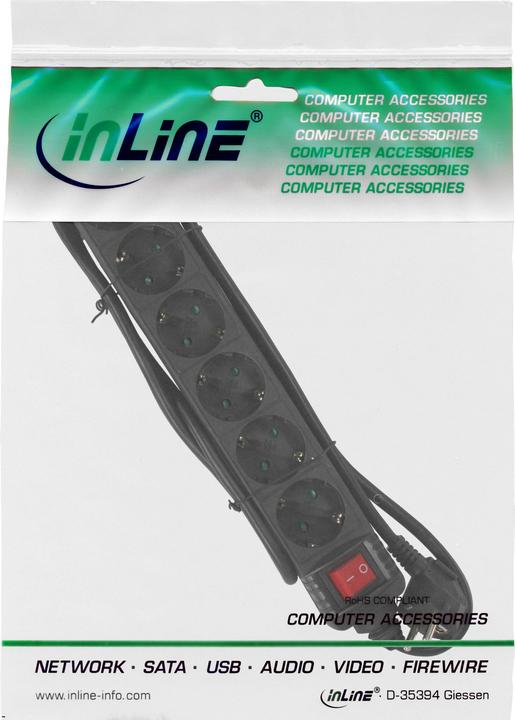Actual product image InLine socket strip (6x, CEE 7/4, 3 m)