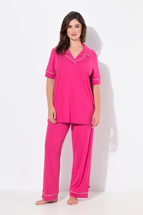 Produktbild Ulla Popken Pyjama, Zierpaspeln, Reverskragen, Halbarm (62)