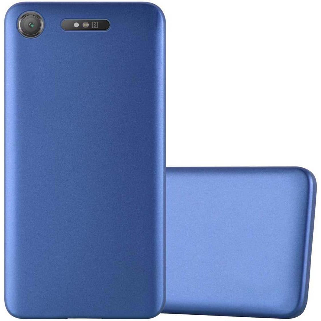 Cadorabo TPU Matt Metallic Cover (Sony Xperia XZ1), Smartphone Hülle, Blau