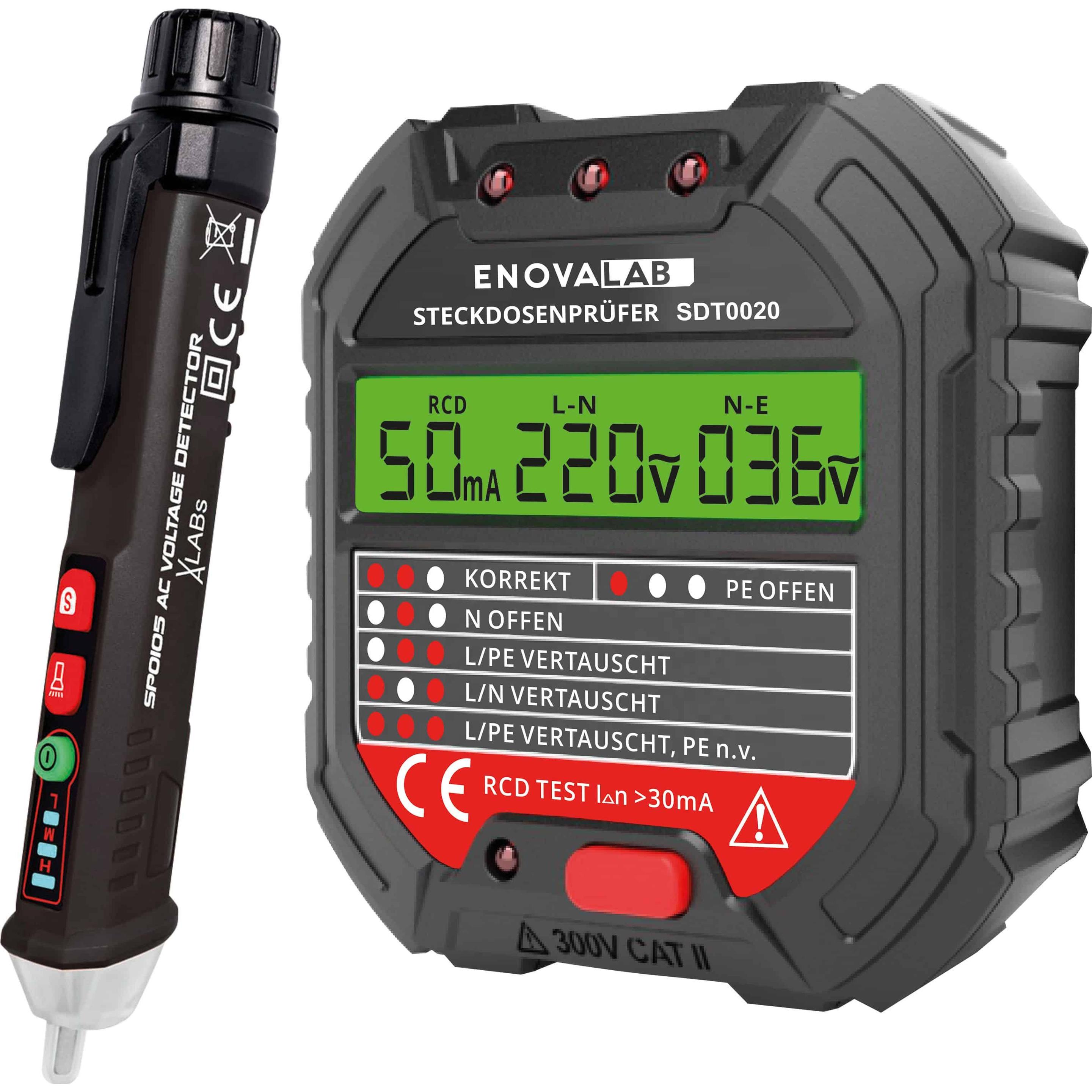 VA, Multimeter, LABS Messgeräte-Set, Steckdosentester + Spannungsprüfer
