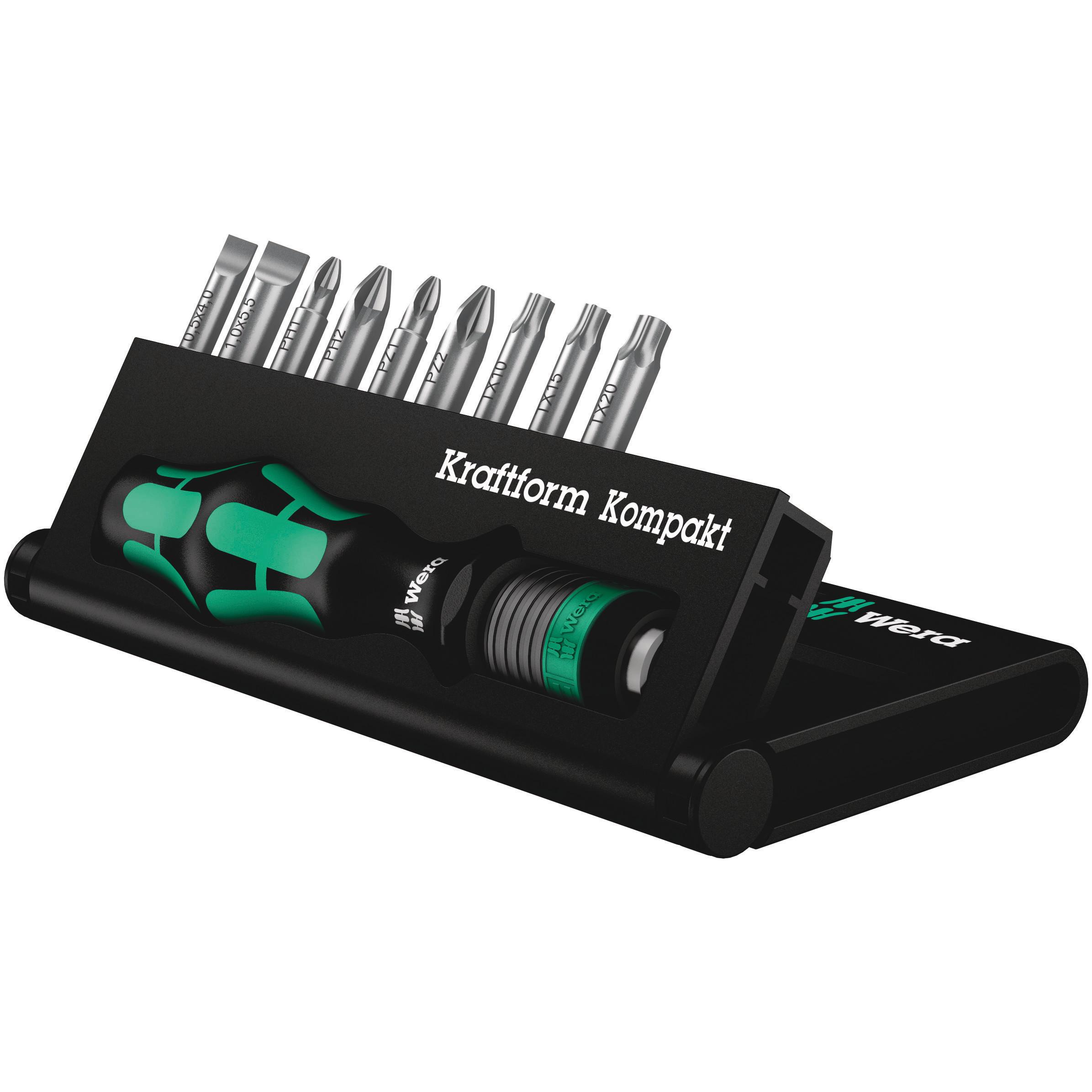 Wera, Bits, Kraftform Kompakt 10 (T20, 0.5 x 4 mm, 1mm, PH 1 - 2, PZ 1-2, T10, T15)
