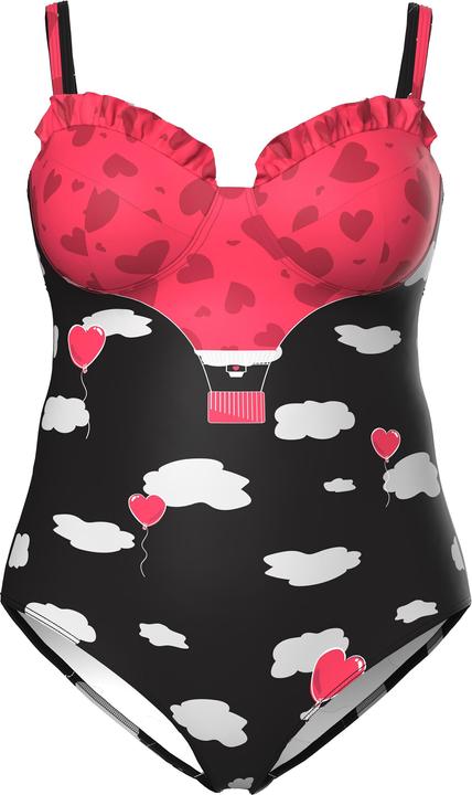 Image du produit Ulla Popken Maillot de bain avec ruchés, imprimé coeurs, bonnets souples (56)