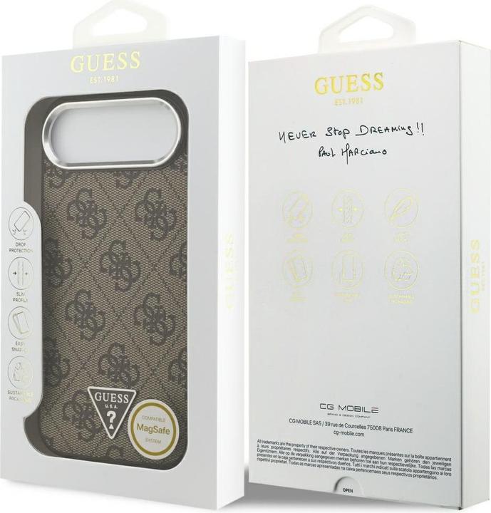 Produktbild Guess Case Magsafe 4G PU Leather Case With Triangle Logo And Silver Metal Camera Frame For iPhone 17 (Apple iPhone 17 Pro)