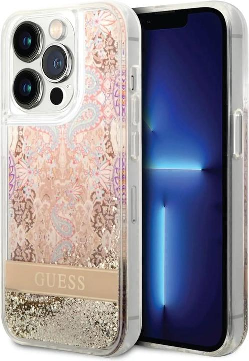 Actual product image Guess GUHCP14XLFLSD iPhone 14 Pro Max 6.7" złoty/gold hardcase Paisley Liquid Glitter (Apple iPhone 14 Pro Max)