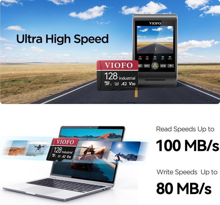 Actual product image Viofo 128GB memory card (128 GB, microSD)