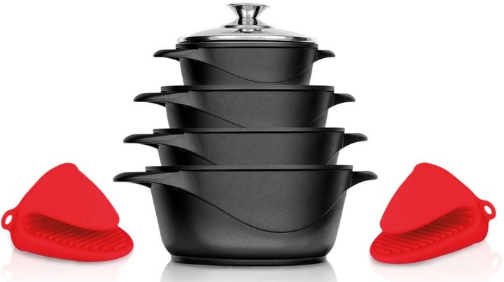 Produktbild Smile MGK12 Cooking Pan Set Forged Aluminum and Cast Iron Black Set of 4 (Bratpfanne, Kochtopf, Aluminium)