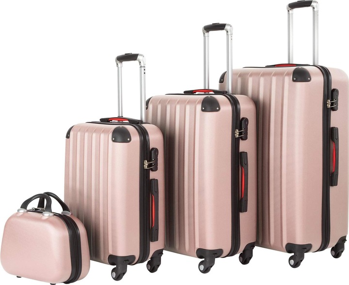 Produktbild tectake 800763 Kofferset Roségold | Nr. 403409 (90 l, M (50 - 90l), L (90 - 115l), XL (ab 115l))
