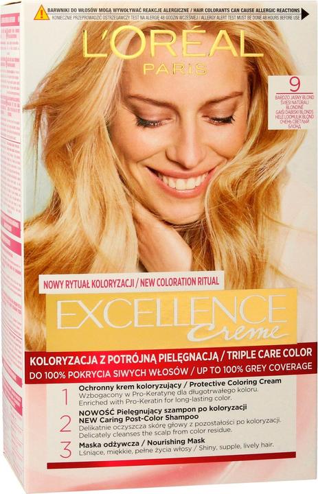 Produktbild L'Oréal Paris L'Oreal - Excellence Creme Hair Dye 9 Very Lightonde (9 Sehr Jasny Blond)