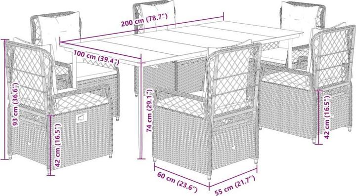 Produktbild vidaXL Garten Essgruppe (200 x 100 x 74 cm)