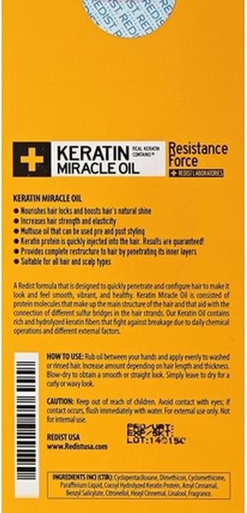 Immagine prodotto Redist Olio per capelli alla cheratina 100ml per il trattamento anticrespo dei capelli secchi, fragili e (100 ml)