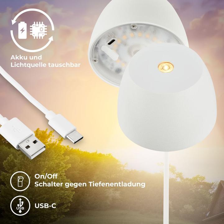 Produktbild B.K.Licht Akku LED Tischleuchte - Mini Touch, weiss (150 lm)
