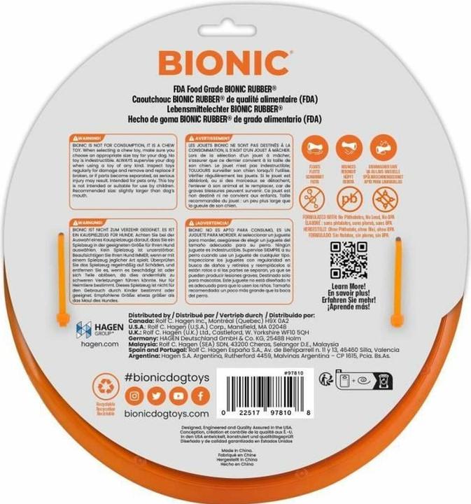 Immagine prodotto Bionic - Toss-N-Tug Ring - Orange - 22.7 cm (Gioco da masticare per cani)