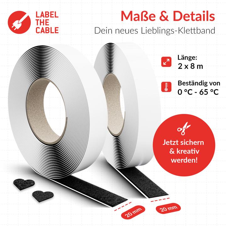 Image du produit Label-the-cable LTC Klettrolle Easy Tape Strap 8mx20mm Bündeln&Ordnen schw (20 mm)