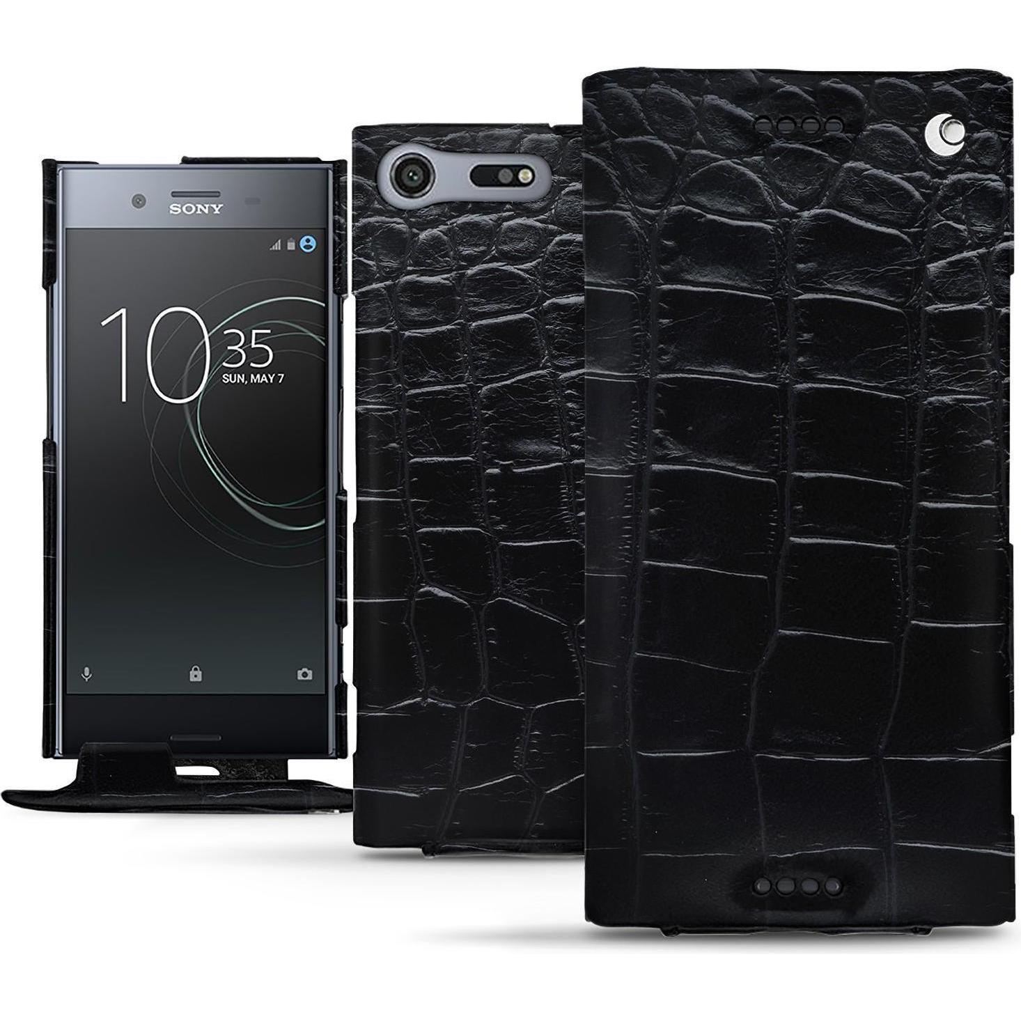Noreve Lederschutzhülle vertikal (Sony Xperia XZ Premium), Smartphone Hülle, Schwarz